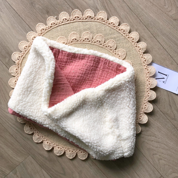 Snood gaze de coton pois dorés - Rose thé - Enfant