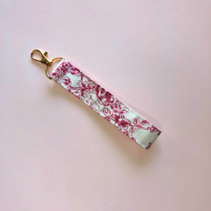 Porte clés style toile de jouy - rose
