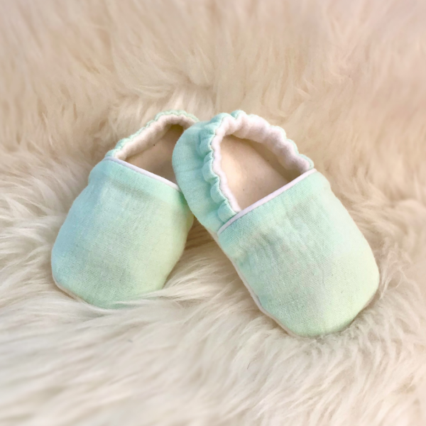 Menthe - Chaussons bébé doublés en polaire de coton biologique