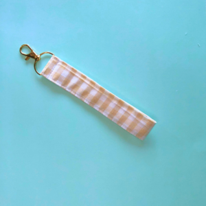 porte clés Vichy beige - bleu